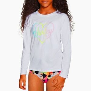 NWT Hurley Girls' Long Sleeve Dri-Fit UPF 50+ Swim Shirt Rashguard
